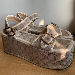 Coach Platform Sandals in cool print design, Coach Sandals for Summer